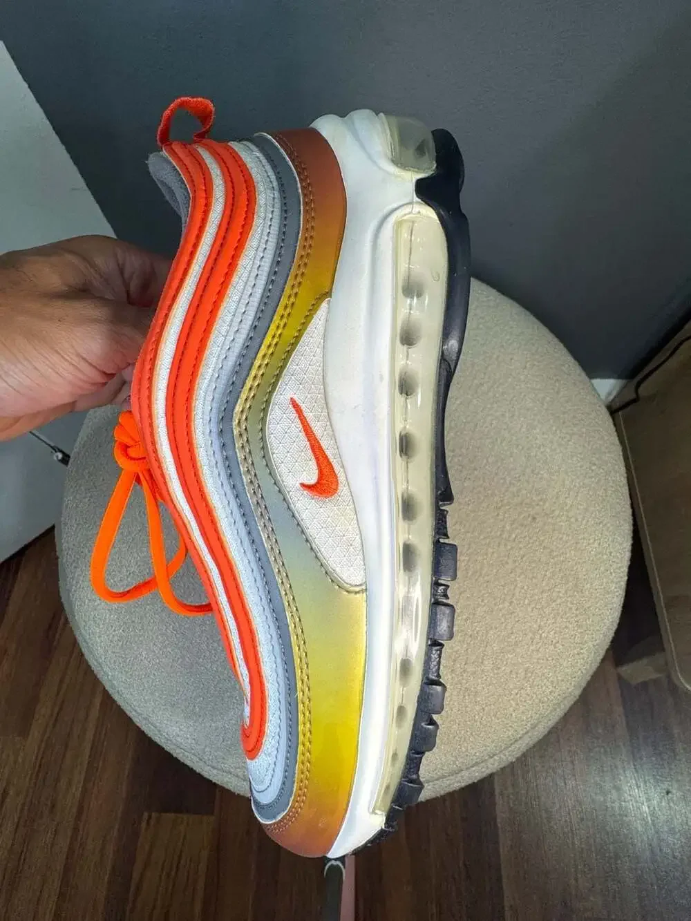 Nike Air Max 97 SE GS Metallic Red Bronze Team Orange Running Shoes